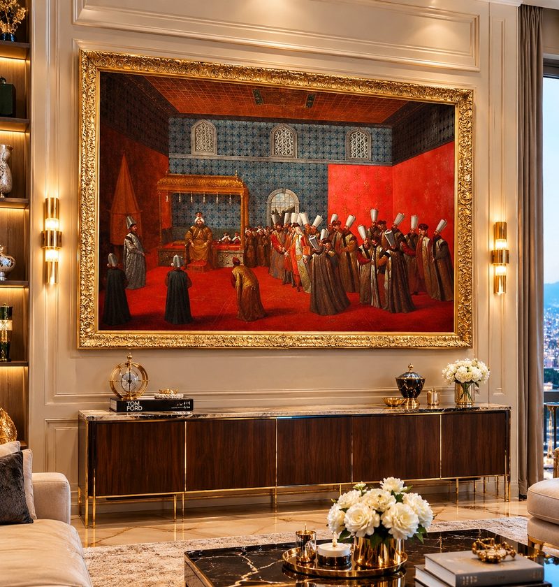Osmanlı saray sahnesi, yağlıboya
